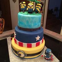 Minion captain America cake