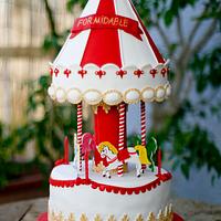 carousel spinning cake with lights