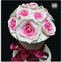 wedding cake with roses and much love