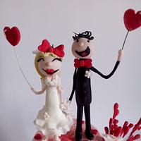  Wedding red white cake WITH Stickman 