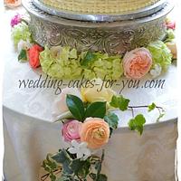 A Basketweaved Cake with Fresh Flowers