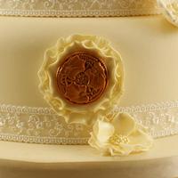 Cameo & lace wedding cake