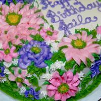 Buttercream girly floral layer cake