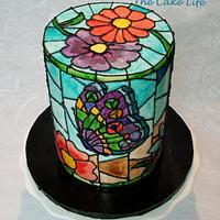 stained glass butterfly cake