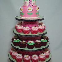 Ladybug Cake & Cupcake Tower