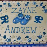 Baby shower cake in blue for boy (all buttercream)!