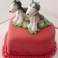 Siberian Husky dogs Cake