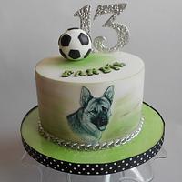 Ball and dog birthday cake