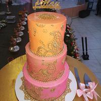 3 Tier Wedding Cake- Mehndi Design