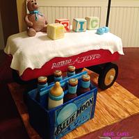 Vintage Radio Flyer and Blue Moon Baby Shower Cake