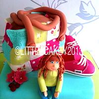 Patchwork Bag and Shoe Cake