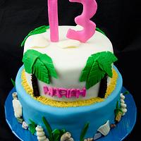 Hawaiian 13th Birthday Cake