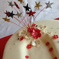 Red and Cream 40 th birthday cake