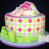 Pink & Lime Green baby shower cake