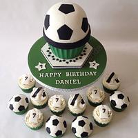 Giant Football Cupcake & matching Cupcakes