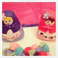 Twin Russian Nesting Dolls for a first Birthday