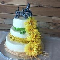 Tractor/Daisy Wedding Cake