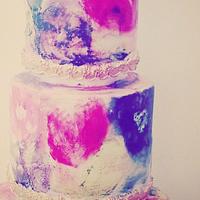 hand painted wedding cake.