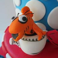 Happy birthday Dr. Seuss, Cat in the hat 3rd birthday cake