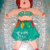 Cut out cake of a Hula Girl That Looks Like the Birthday Girl!