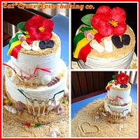 "One Love" Rasta reggae beach wedding cake