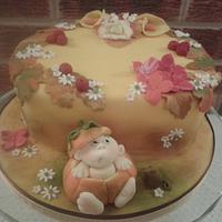 Pumpkin baby floral harvest cake