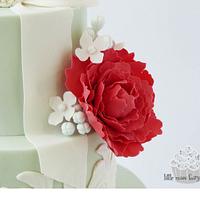 Romantic lace peony cake