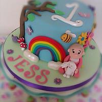 Happy and colourful 1st birthday cake 