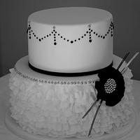 Black and White Ruffle Cake