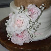 Rustic Pink Roses and Baby's Breath