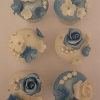 Something Blue - Vintage Inspired - Roses and Pearls