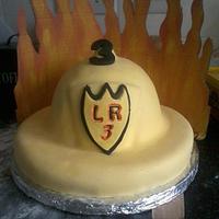 My first birthday cake fireman helmet