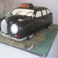 black cab wedding cake