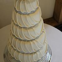 Pleated 5 teir wedding cake