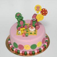 Barney and Baby Bop Birthday Cake