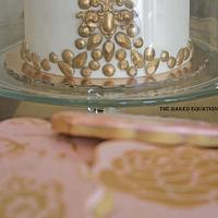 Gold Gem Cake with Pink & Gold Baroque Cookie