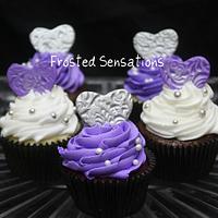 silver and purple cupcakes 