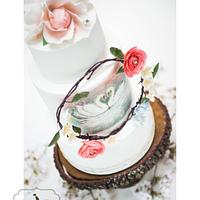 Cake Central Mag. Watercolor Swan Wedding Cake
