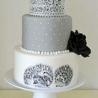 Hedgehog family wedding cake