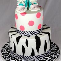 Zebra striped birthday cake