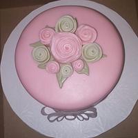 Pink vow renewal wedding cake