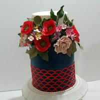 Navy Blue Spring Wedding Cake 