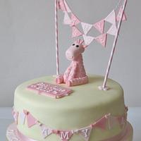 A pink giraffe and bunting for Amy Elspeth's baptism