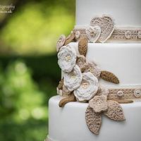 Crochet and Button Wedding Cake