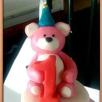 Teddy bear theme first birthday cake 