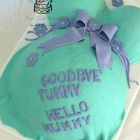 Tiffany Green/Lavender Baby Bump Baby Shower Cake