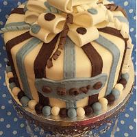 Blue & Brown Baby Boy Shower Cake