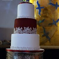  Edible lace Wedding cake using my own sugarlace recipe