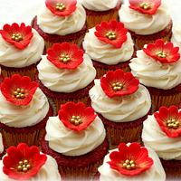 Red and Gold Cupcakes