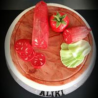 Is a Salami, tomato and lettuce cake!!!